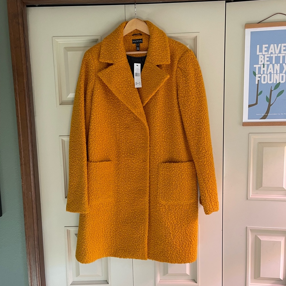 Long Tall Sally Textured Boucle Coat NWT — Women’s US 16 — Mustard Yellow